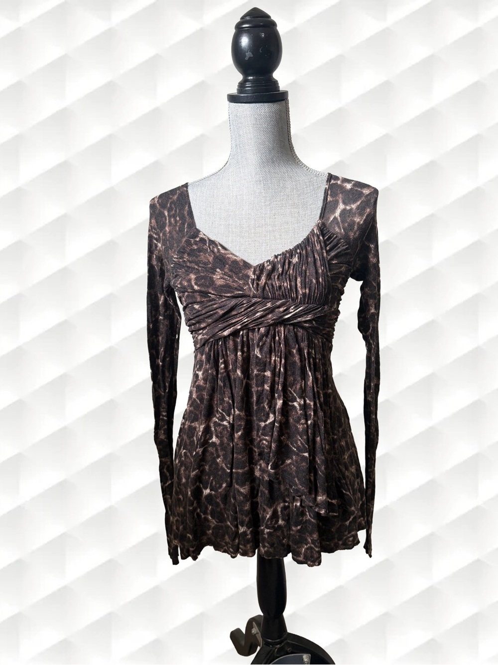 BAILEY44 Quiet Luxury Designer Cheetah Long-Sleeve Empire Top